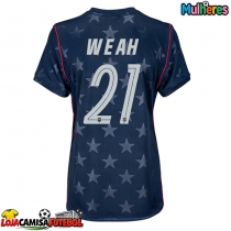 Camisa de Futebol Estados Unidos Timothy Weah #21 Equipamento Secundário Mulheres Mundo 2026 Manga Curta